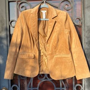 Vintage Suede Leather Liz & Co Camel/Tan Colored Jacket Blazer Size S